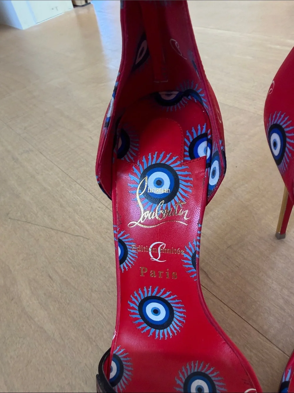 Christian Louboutin Red Satin Limited Edition Konstantinella Heels 38